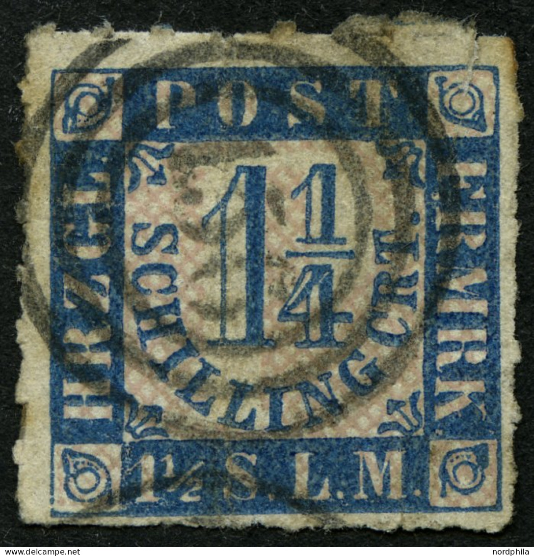 SCHLESWIG-HOLSTEIN 7 O, 156 (HANERAU) Auf 11/4 S. Mittelblau/weißrosa, Marke Fehlerhaft - Schleswig-Holstein