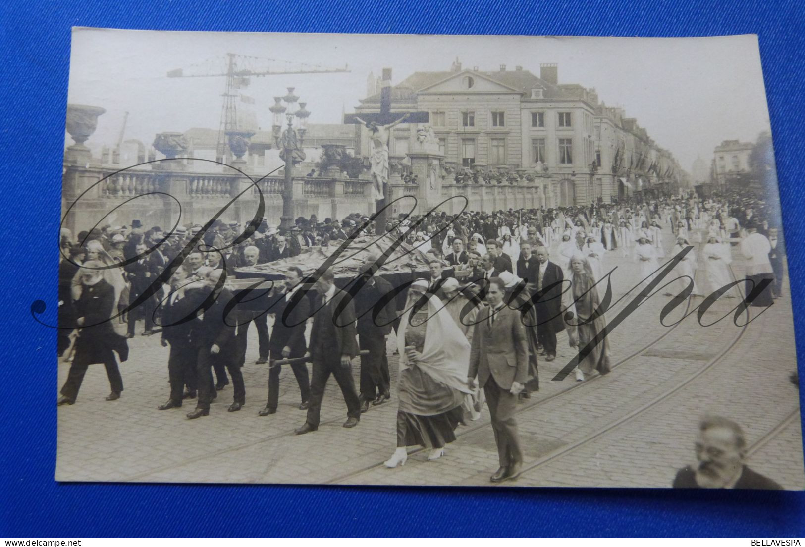 Bruxelles lot x 9 fotokaarten -carte photo veritable Saint gedule Procession N.D. de la Paix O.L.V van Peis en Vrede