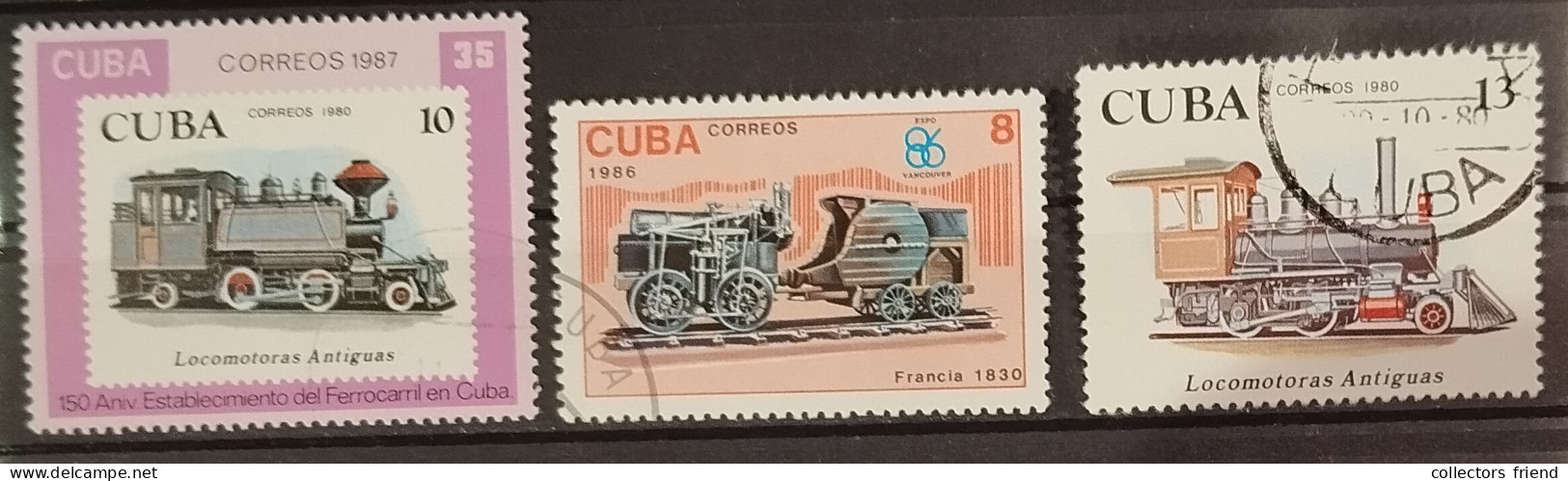 Cuba Kuba - Eisenbahn, Train - 3 Stamps - Used - Trains