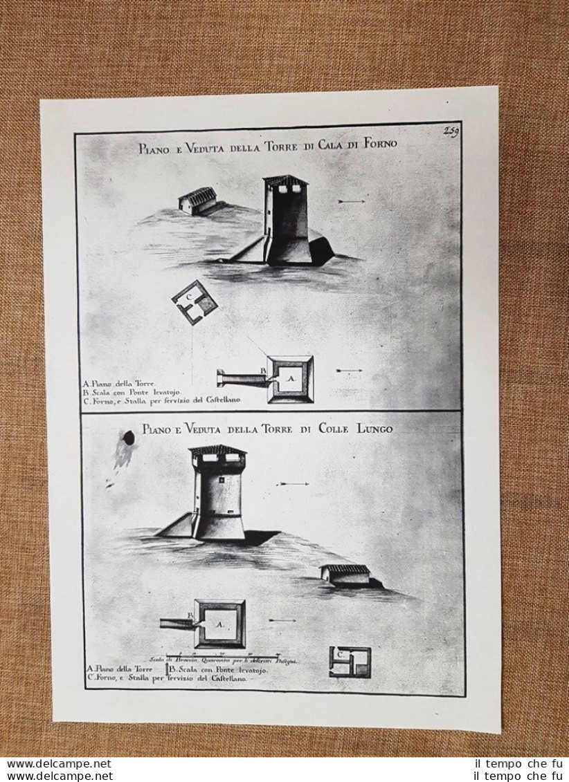 Torre Cala Di Forno E Colle Lungo Granducato Di Toscana O. Warren 1749 Ristampa - Cartes Géographiques