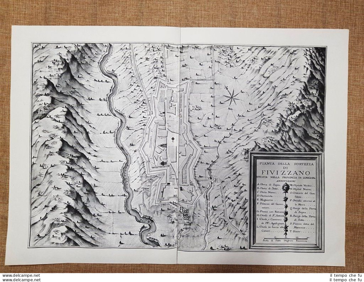 Pianta Fortezza Di Fivizzano Granducato Di Toscana Odoardo Warren 1749 Ristampa - Landkarten