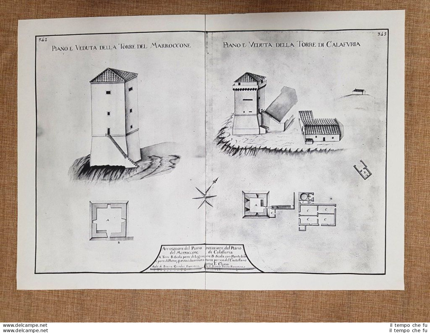 Torre Del Marroccone E Di Calafuria Granducato Di Toscana Warren 1749 Ristampa - Cartes Géographiques