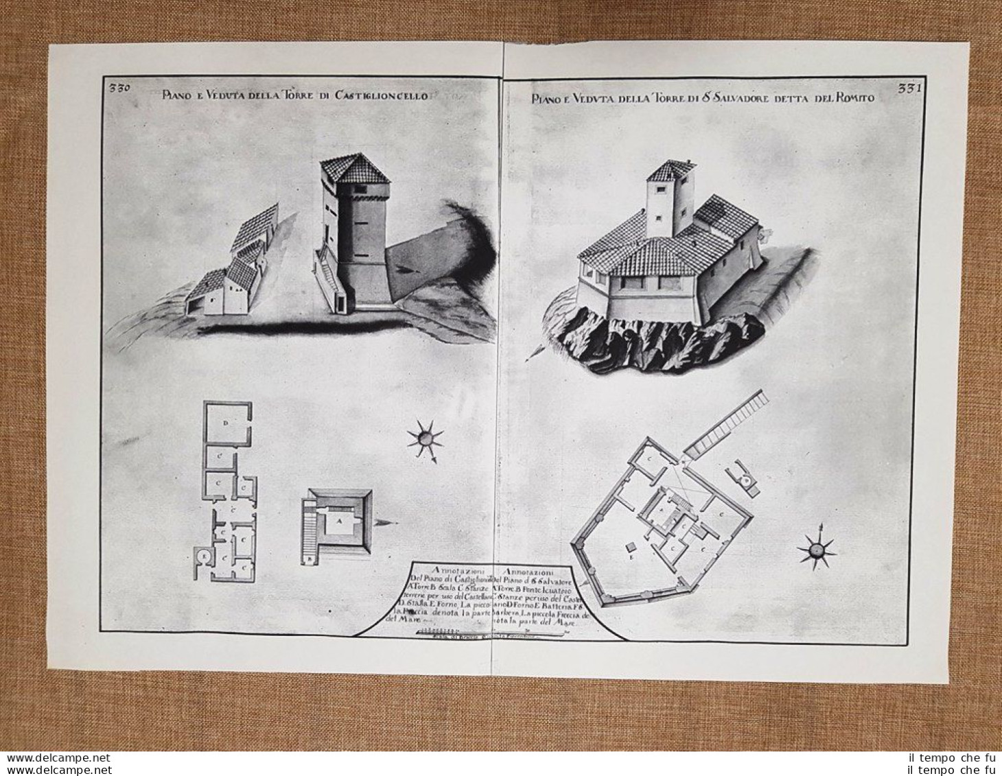 Torre Di Castiglioncello E Del Romito Granducato Di Toscana Warren 1749 Ristampa - Cartes Géographiques