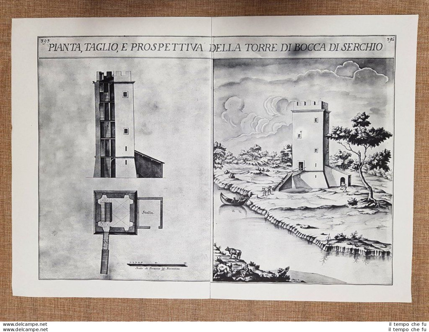 Pianta Sezione Torre Di Bocca Di Serchio Granducato Toscana Warren 1749 Ristampa - Cartes Géographiques