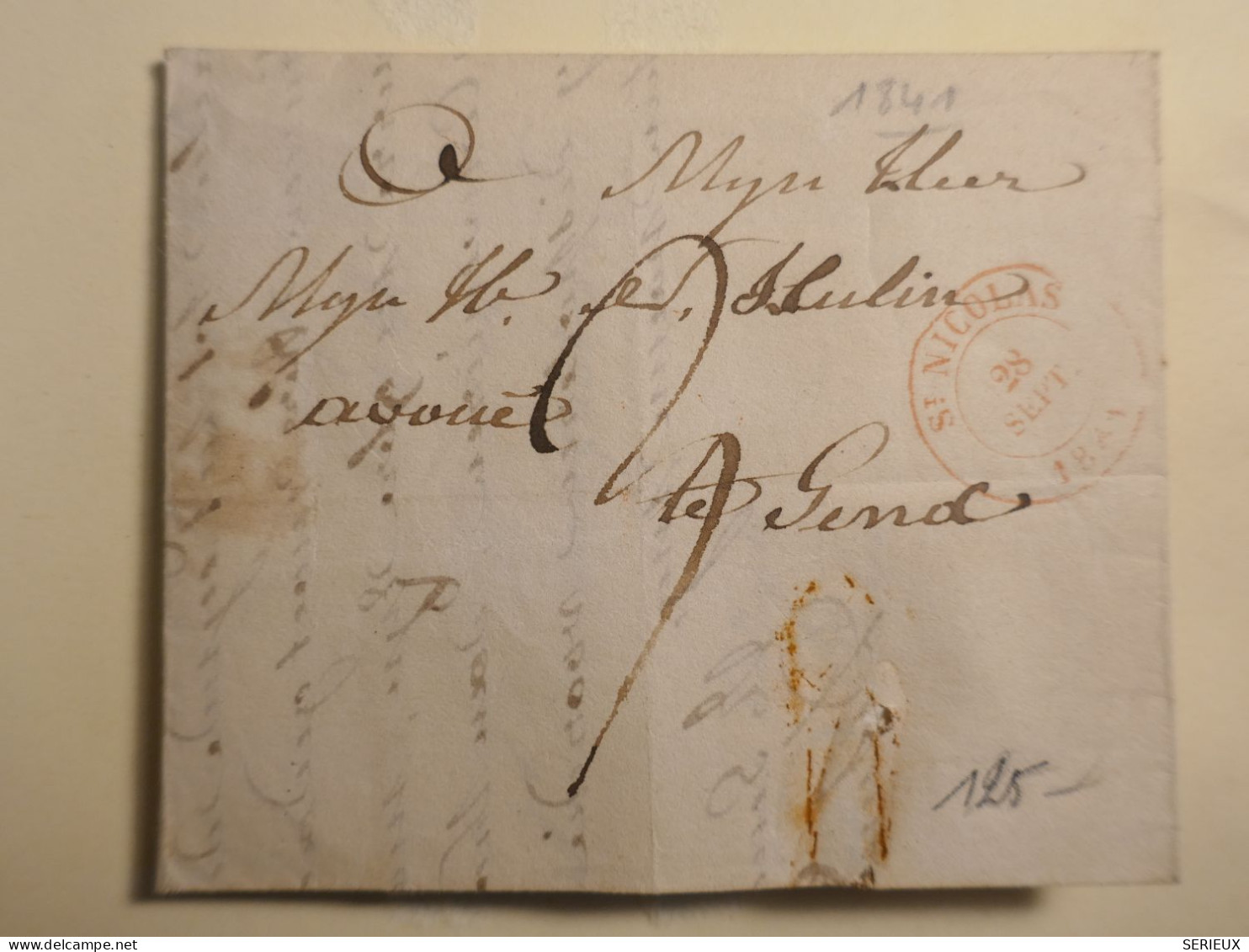 DL21 BELGIQUE  BELLE  LETTRE  1841 ST NICOLAS A GAND  +AFF. INTERESSANT++ - 1830-1849 (Independent Belgium)