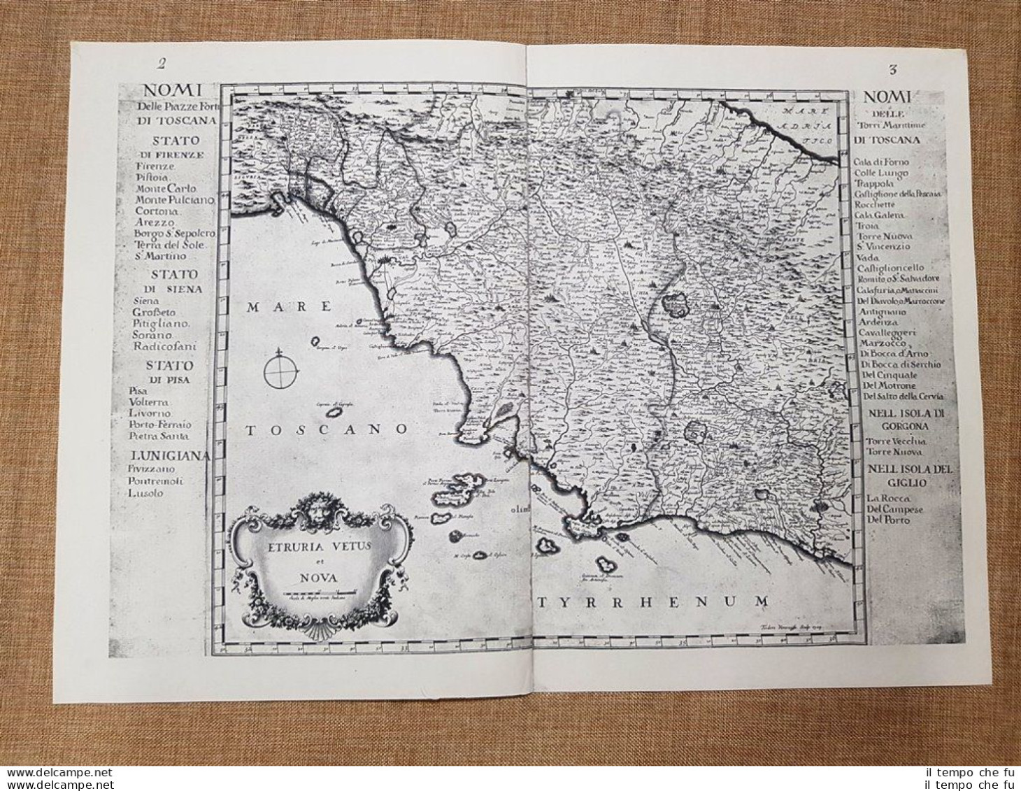 Etruria Vecchia E Nuova Granducato Di Toscana Odoardo Warren 1749 Ristampa - Carte Geographique