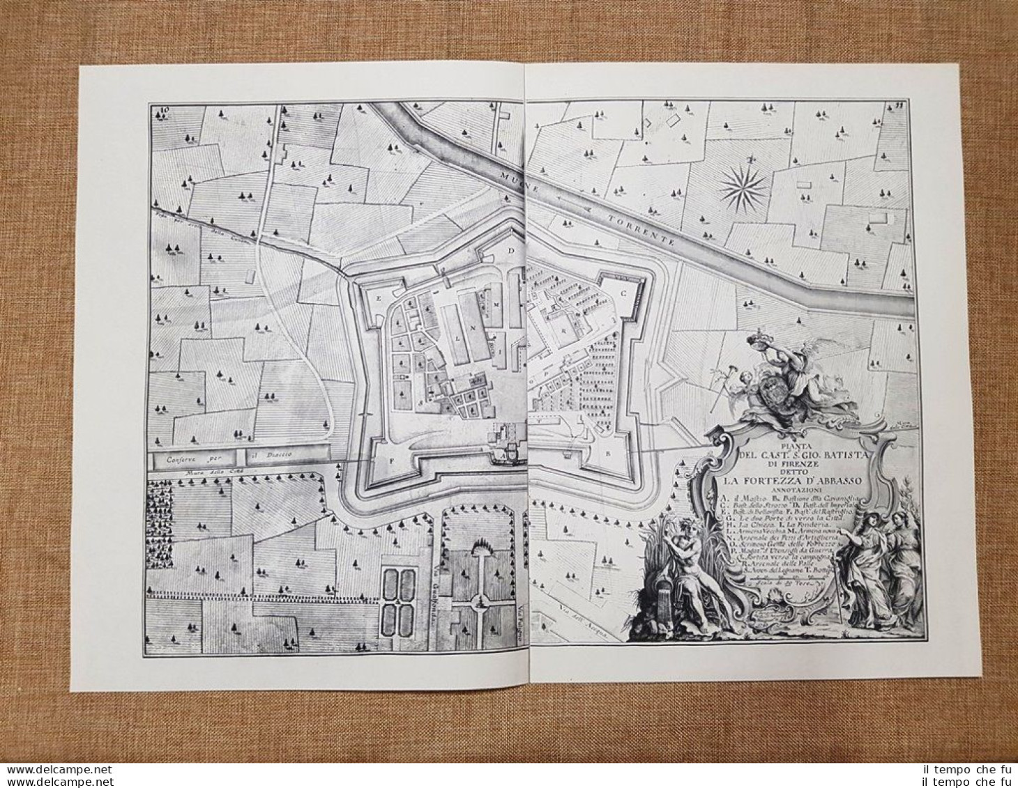 Pianta Fortezza Da Basso Granducato Di Toscana Odoardo Warren 1749 Ristampa - Cartes Géographiques
