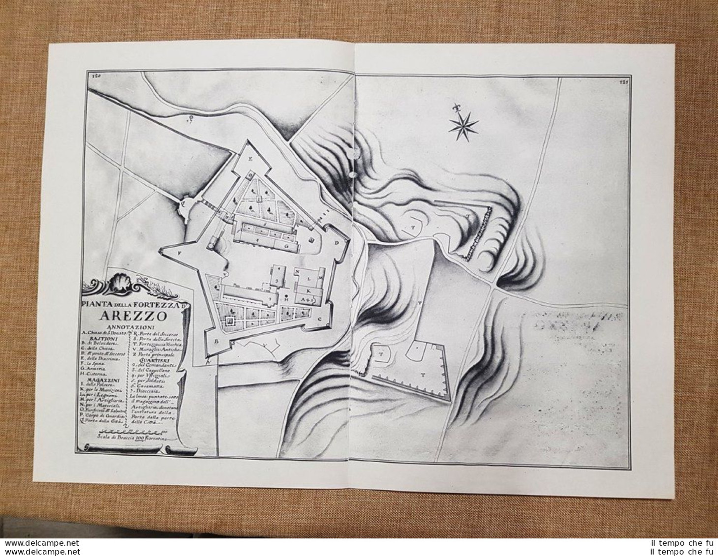 Pianta Della Fortezza Di Arezzo Granducato Toscana Odoardo Warren 1749 Ristampa - Geographical Maps