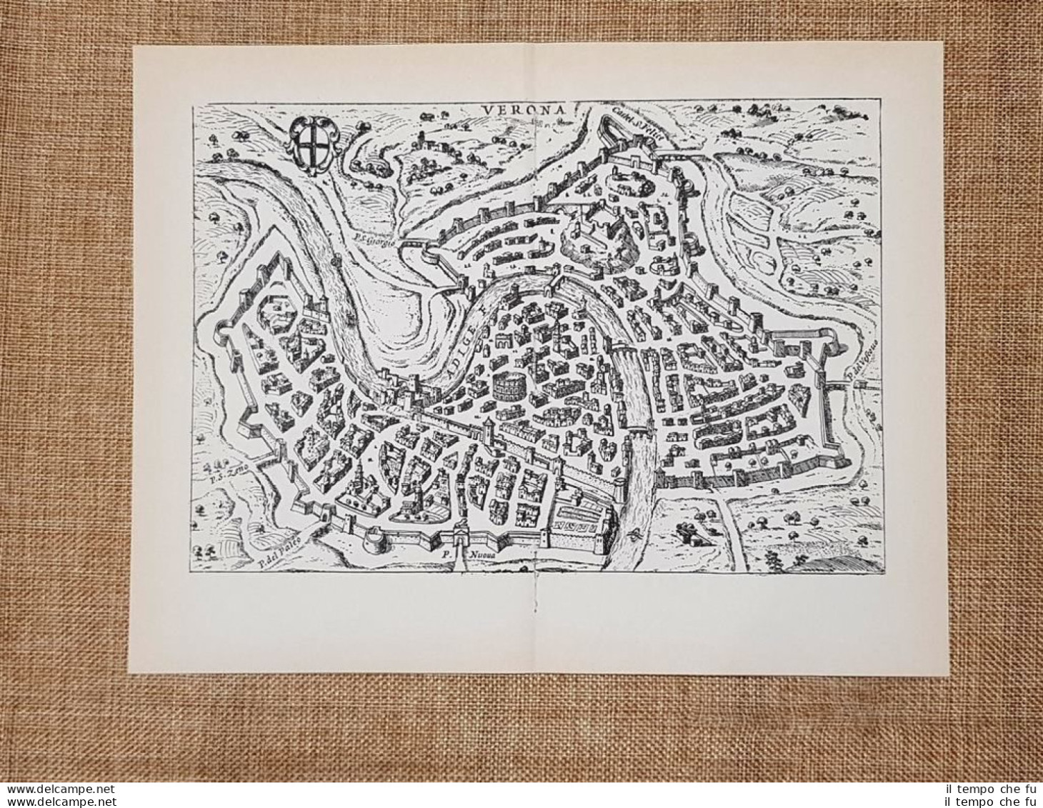 Carta O Mappa Di Verona Itinerario D'Italia Anno 1747 Scotto Ristampa Anastatica - Geographical Maps