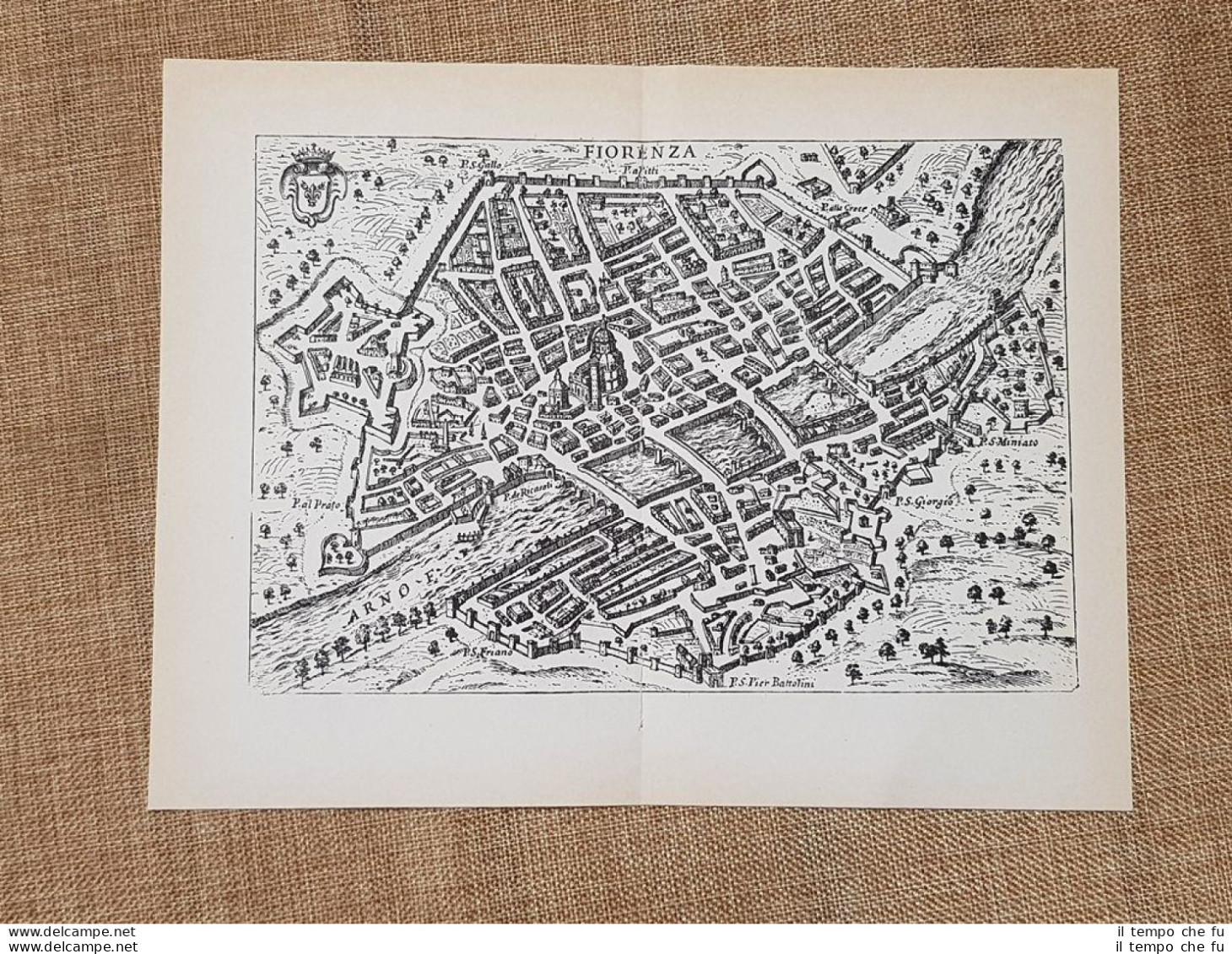 Carta O Mappa Firenze Itinerario D'Italia Anno 1747 Scotto Ristampa Anastatica - Cartes Géographiques