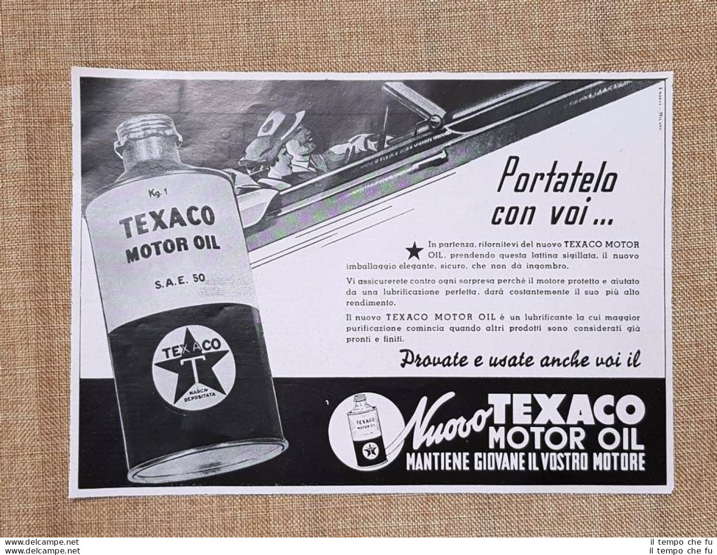 Pubblicità D'Epoca Per Collezionisti Anno 1937 Motor Oil Texaco S.A.E. 50  - Other & Unclassified