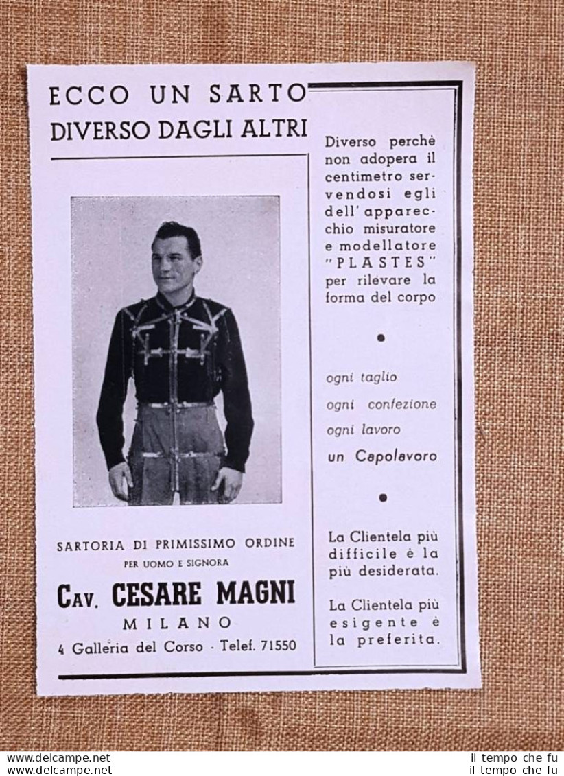 Pubblicità Epoca Per Collezionisti Anno 1941 Sartoria Cav.Cesare Magni Di Milano - Altri & Non Classificati