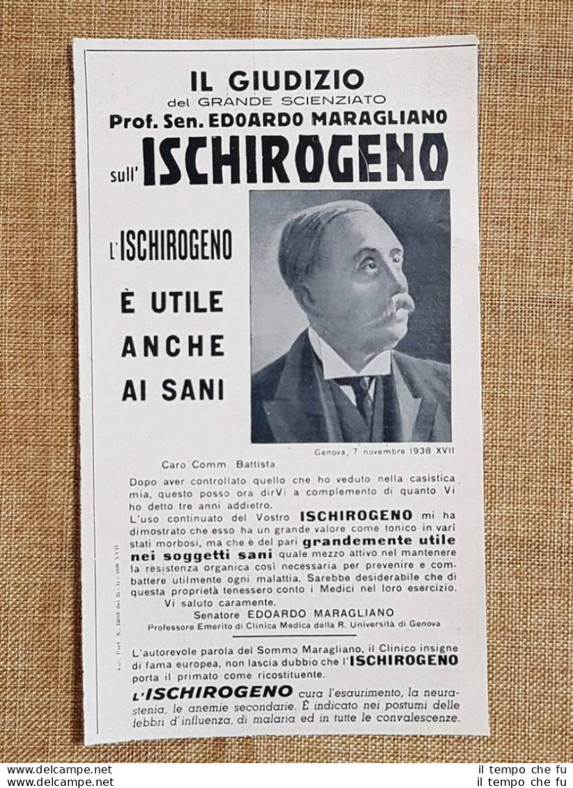 Pubblicità D'Epoca Per Collezionisti Anno 1941 Ischirogeno Senatore Maragliano - Other & Unclassified