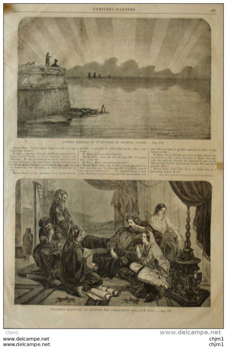 Aurore Boréale Du 17 Octobre En Bothnie (Suède) - Page Original 1859 - Historical Documents