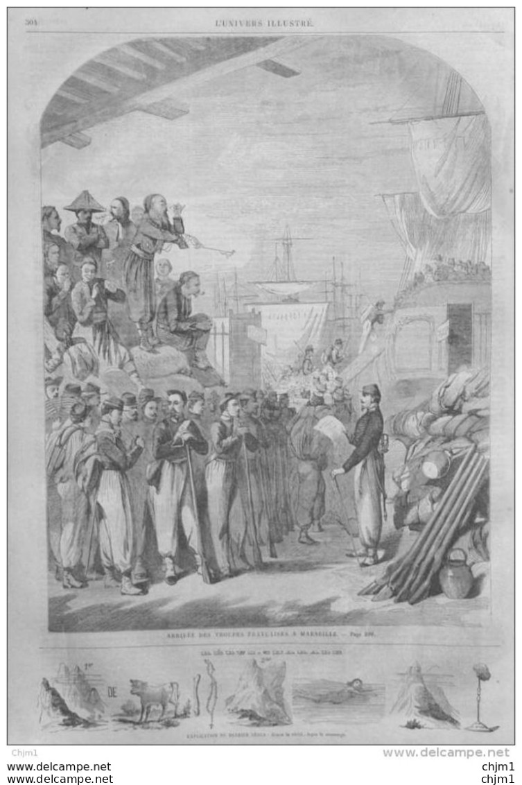 Arrivée Des Troupes Francaises à Marseille - Page Original 1859 - Historical Documents