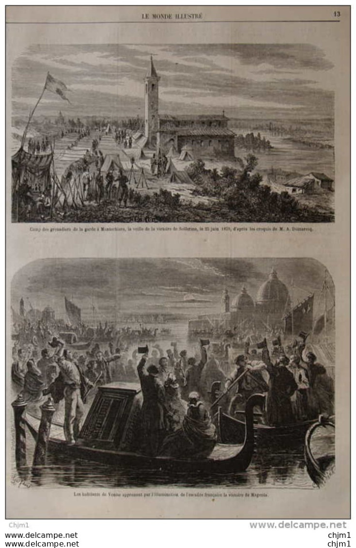 Camp Des Grenadiers De La Garde à Montichiaro, La Veille De La Victoire De Solferino - Page Original 1859 - Historical Documents