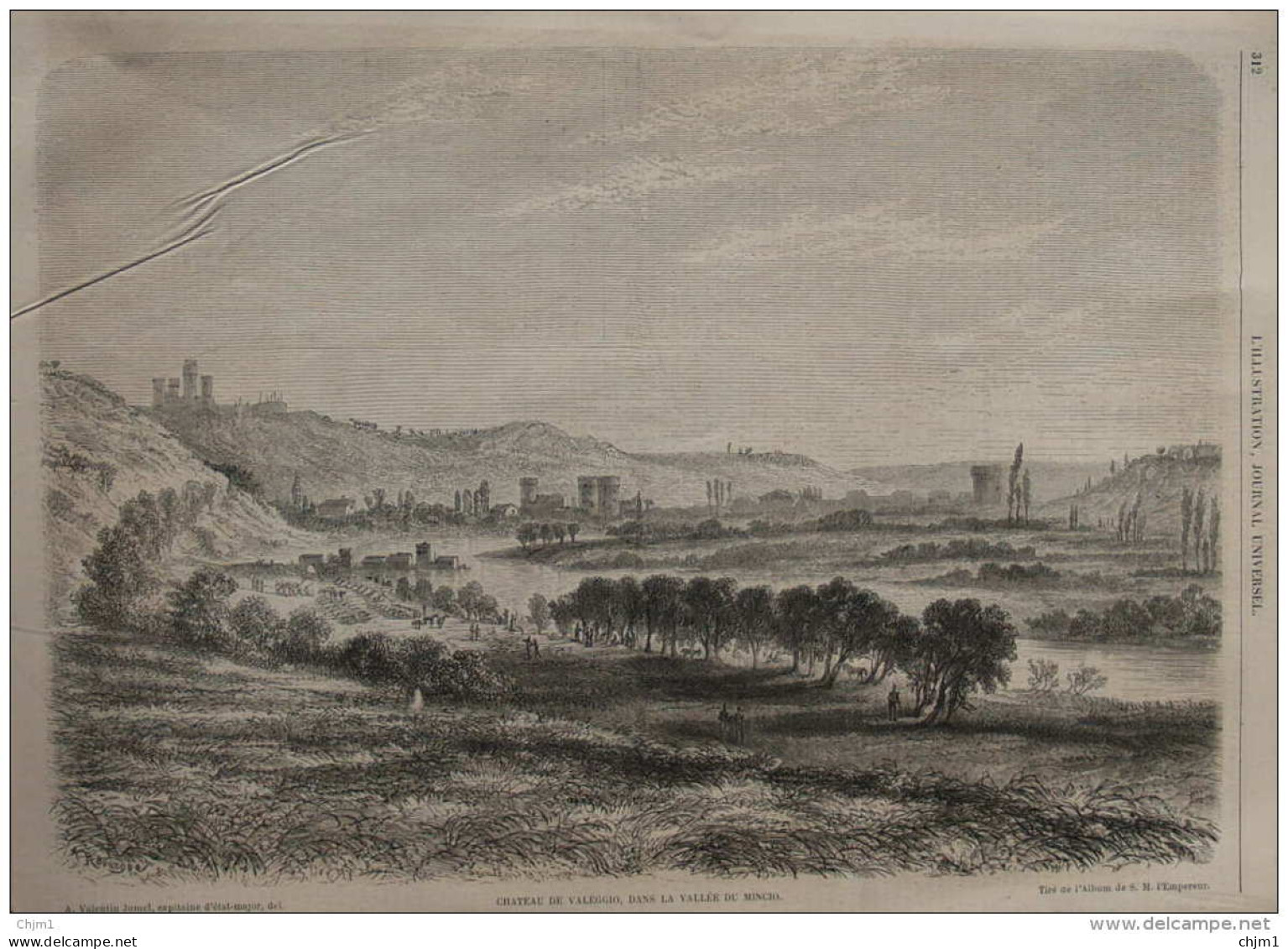 Château De Valeggio, Dans La Vallée Du Mincio -  Page Original 1859 - Historical Documents