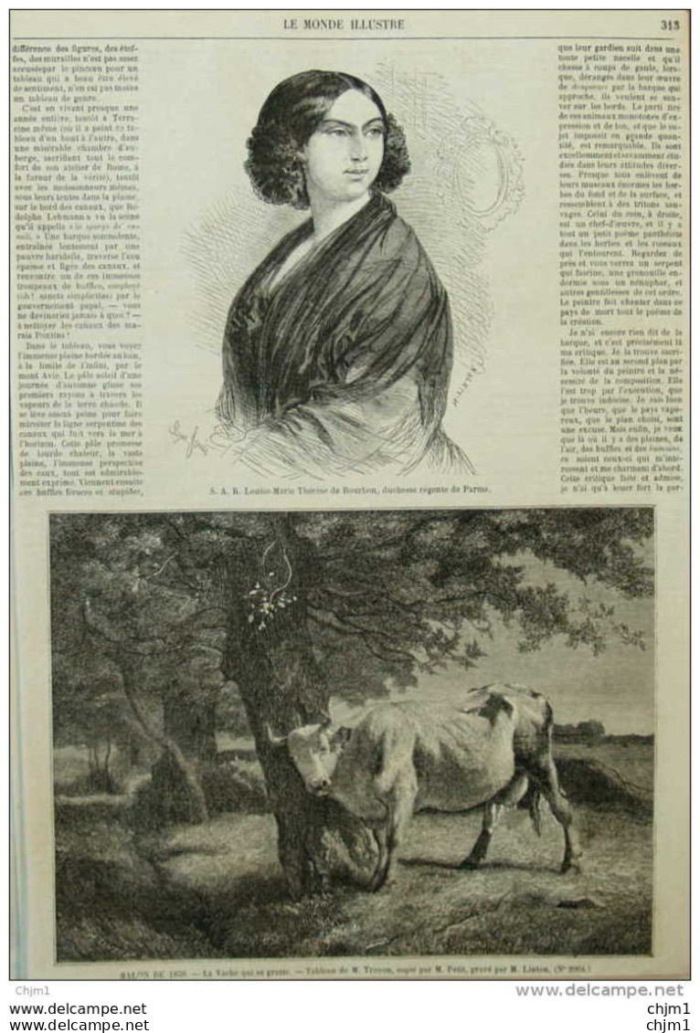 S. A. R. Louise-Marie-Thérèse De Bourbon,  Duchesse Régente De Parme - Page Original 1859 - Historical Documents