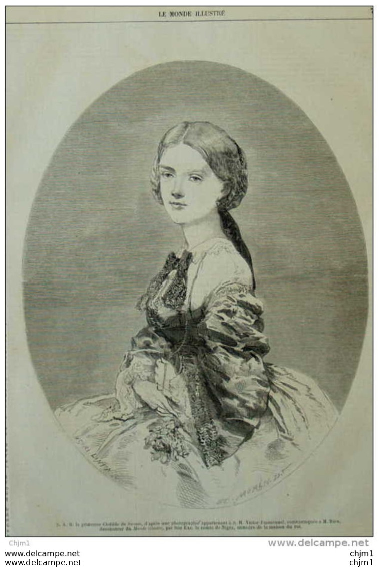 S. A. R. La Princesse Clotilde De Savoie - Page Original 1859 - Historical Documents
