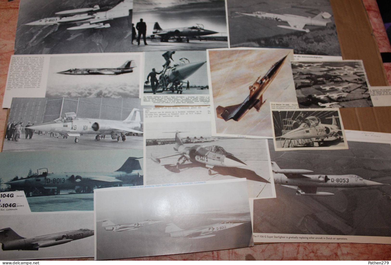 Lot de 667g d'anciennes coupures de presse et photos de l'aéronef américain Lockheed F-104 "Starfighter"