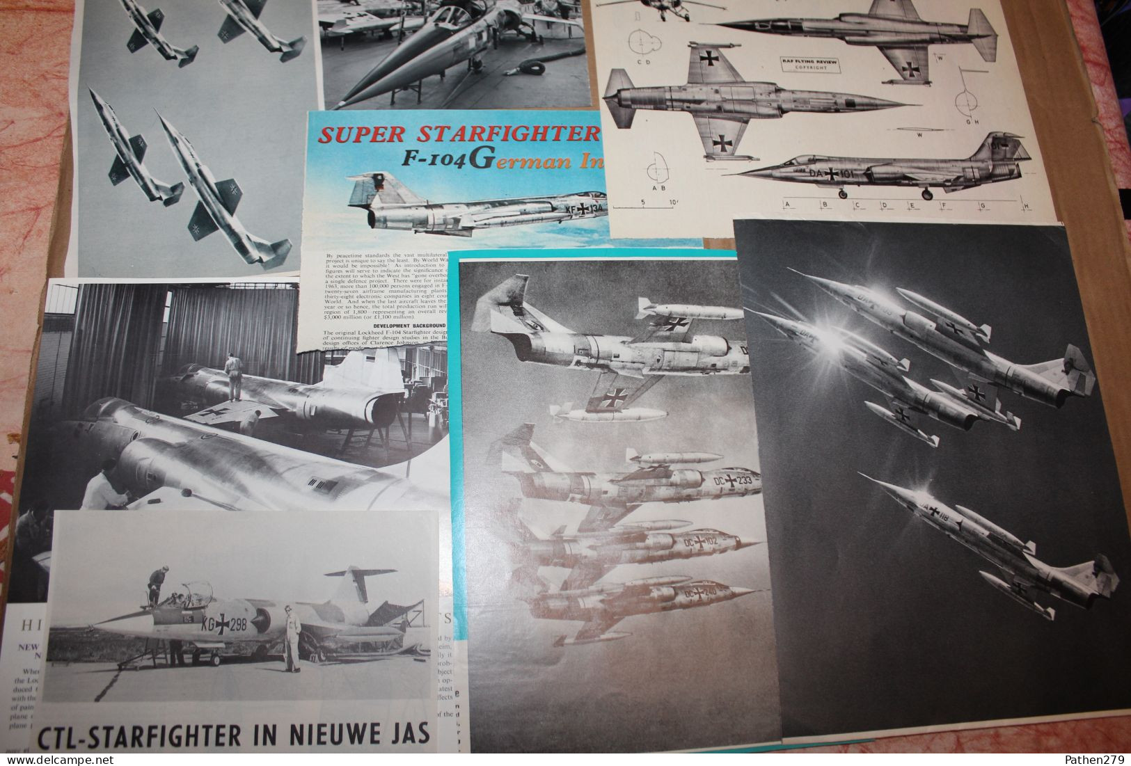 Lot de 667g d'anciennes coupures de presse et photos de l'aéronef américain Lockheed F-104 "Starfighter"