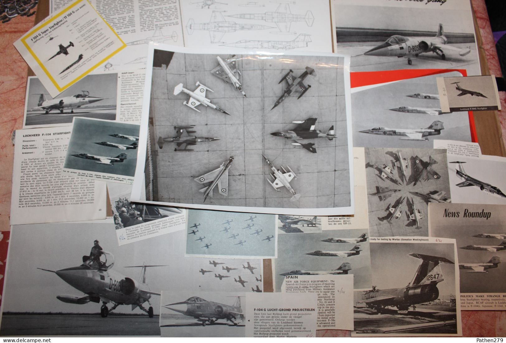 Lot de 667g d'anciennes coupures de presse et photos de l'aéronef américain Lockheed F-104 "Starfighter"