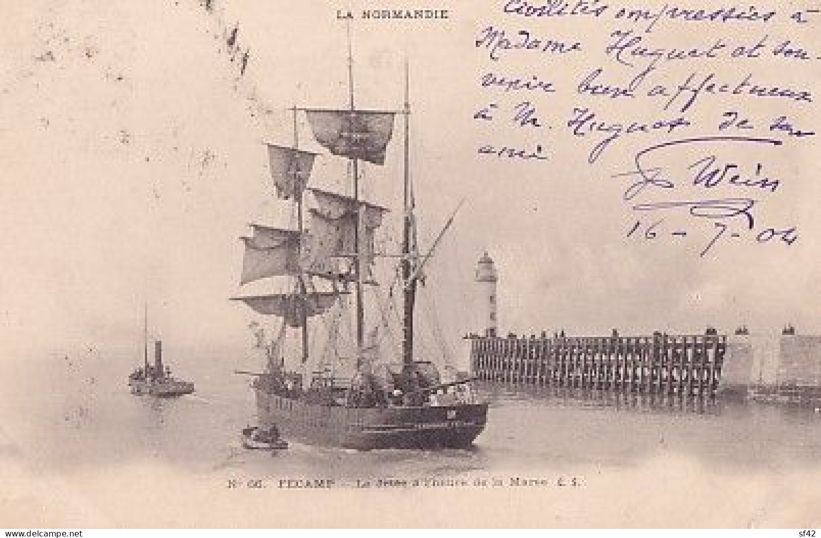 FECAMP                        LA JETEE A L HEURE DE LA MAREE      TROIS MATS           PRECURSEUR - Segelboote