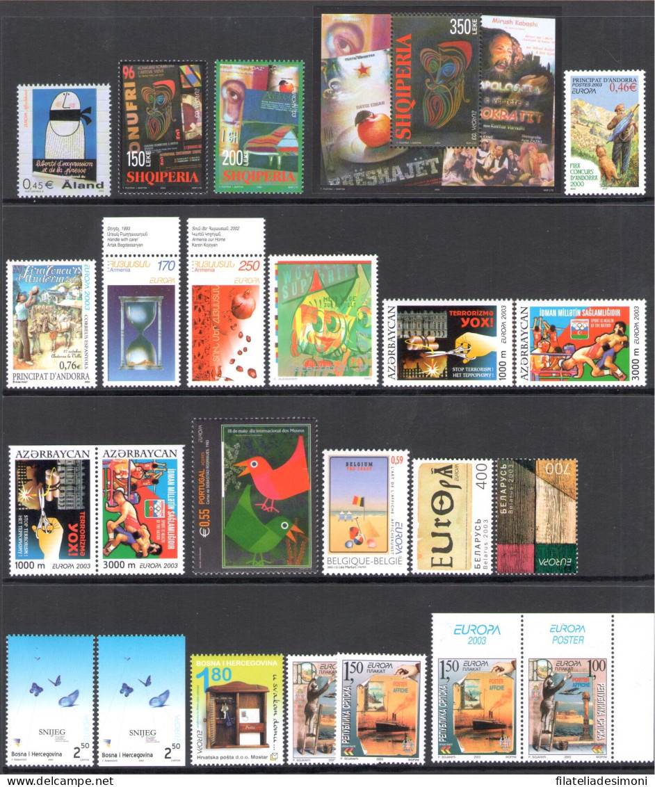 2003 EUROPA CEPT, Annata Completa, 60 Paesi, 112 Valori + 2 Foglietti, MNH** - Full Years