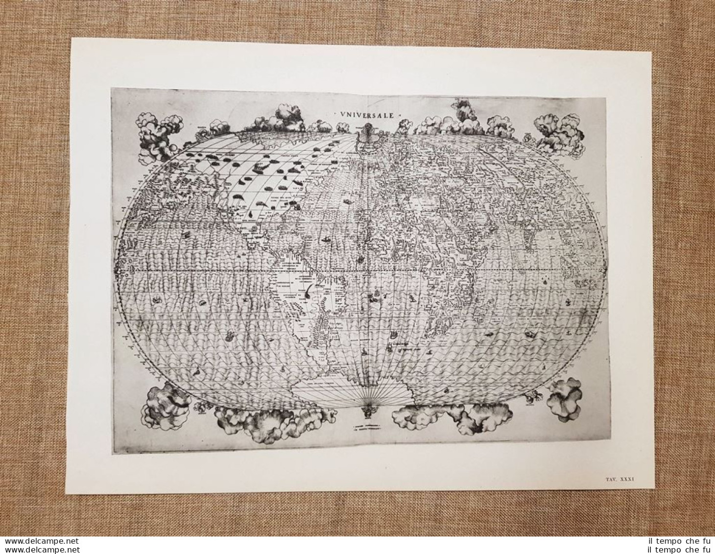 Planisfero Di Giacomo Gastaldi Tavola Del 1950 Amerigo Vespucci - Mapas Geográficas