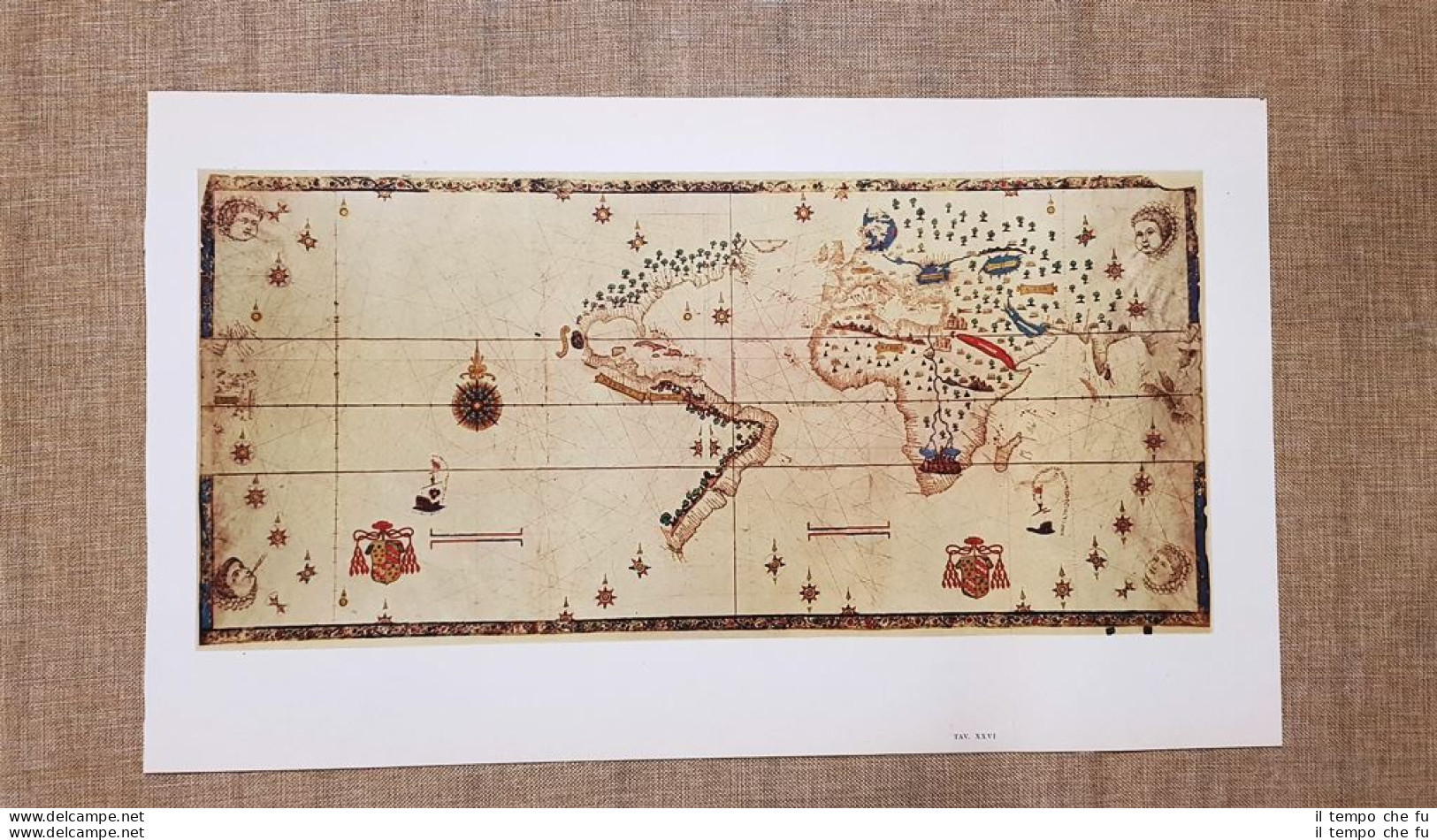 Planisfero Anonimo Detto Carta Nautica Salviati Tavola Del 1950 Amerigo Vespucci - Mapas Geográficas