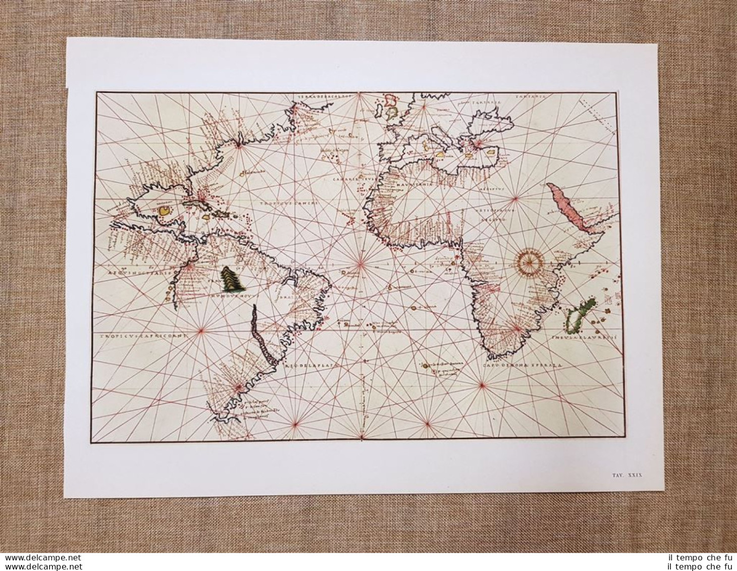 Il Planisfero Di Battista Agnese Tavola Del 1950 Amerigo Vespucci - Mapas Geográficas