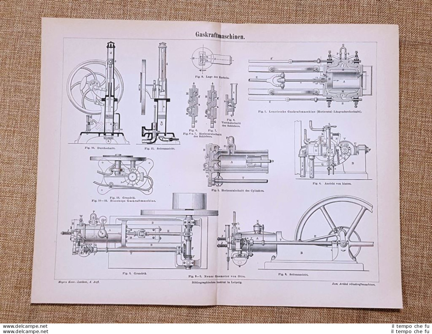 Motore O Motori A Gas Tavola Del 1890 - Ante 1900