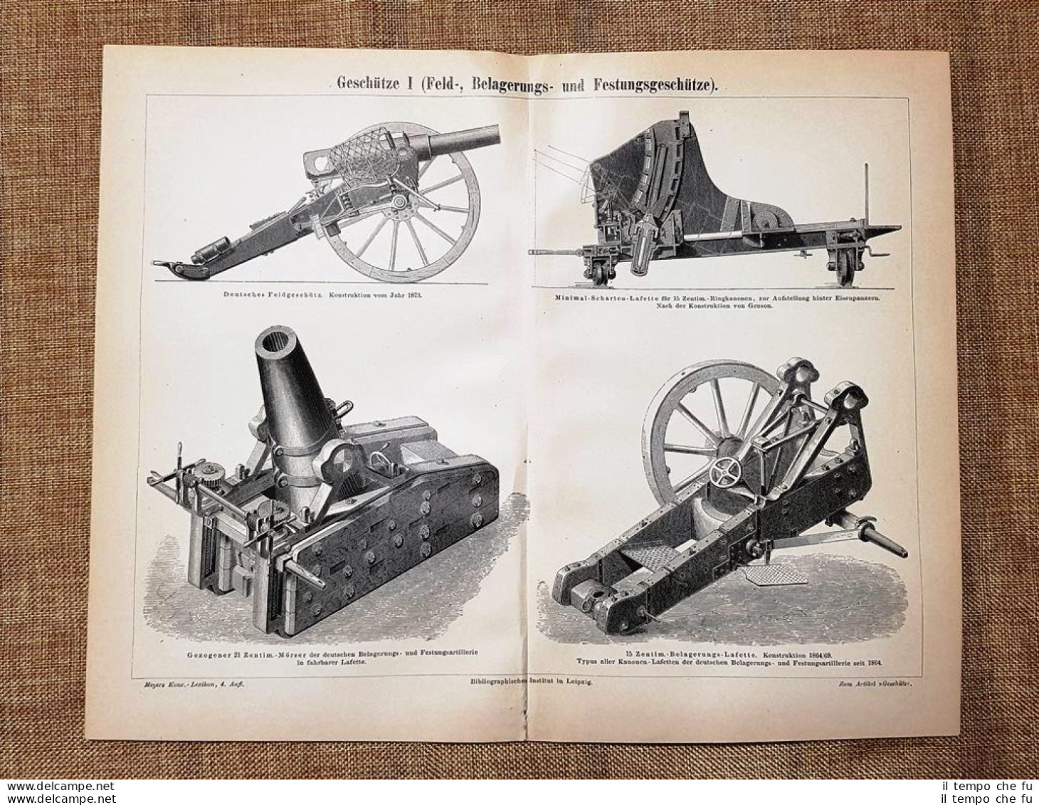 Armi, Cannoni E Artiglieria Da Campo, D'assedio E Da Fortezza Tavola Del 1890 - Ante 1900