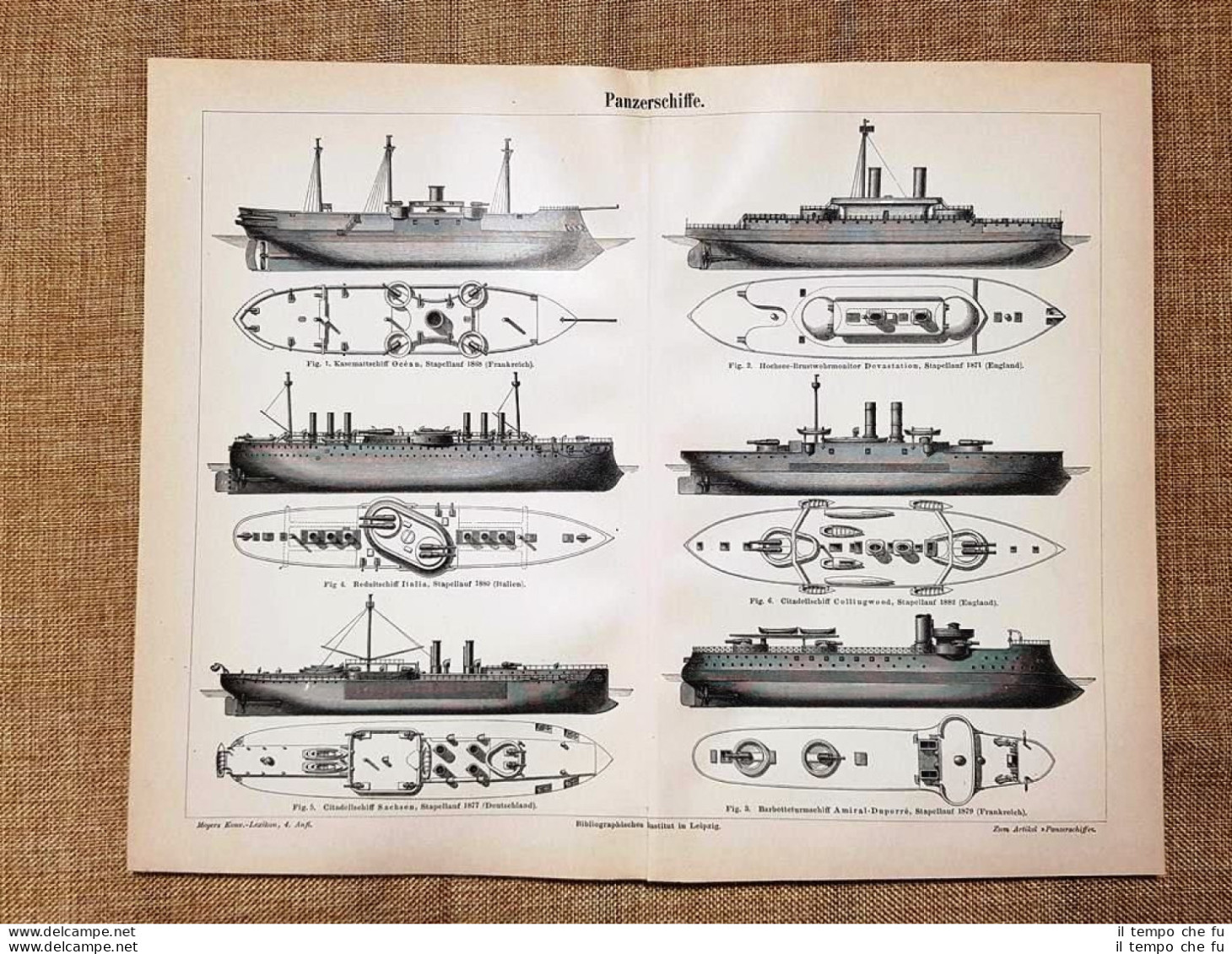 Navi Corazzate Marina Tavola Del 1890 - Ante 1900