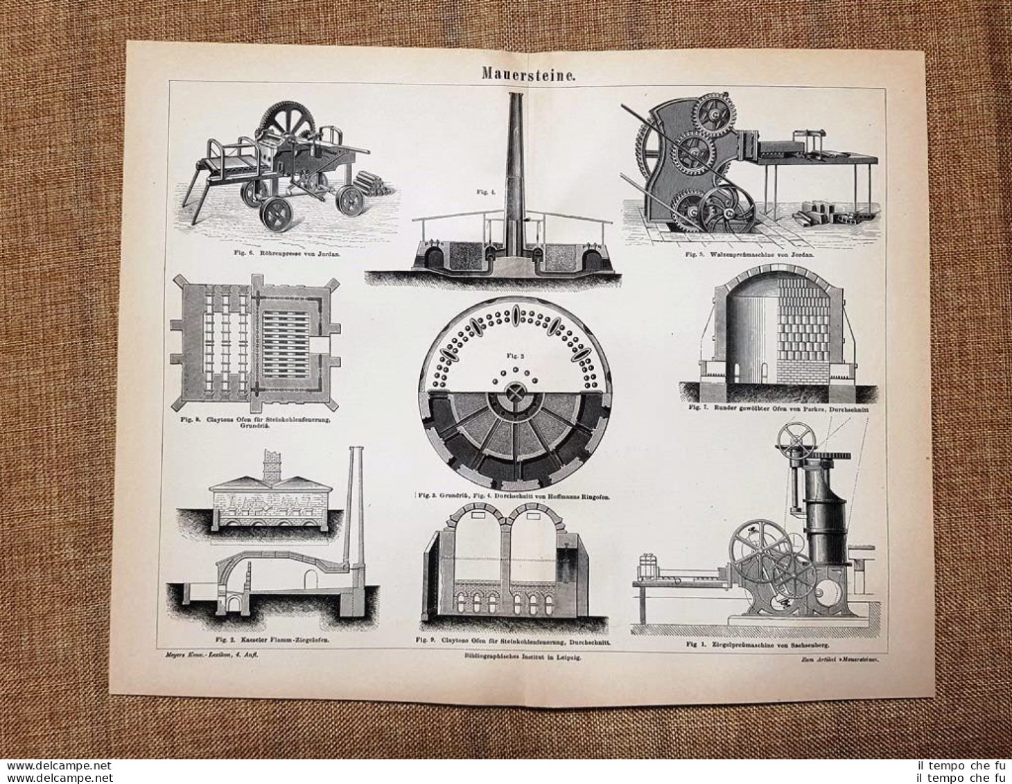 Il Processo Di Fabbricazione Dei Mattoni Industria Tavola Del 1890 - Ante 1900