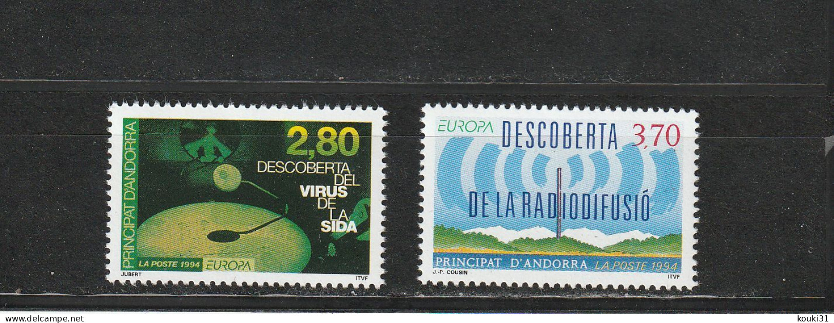 Andorre YT 444/5 ** : Europa , Radiotéléphonie , SIDA - 1994 - Unused Stamps