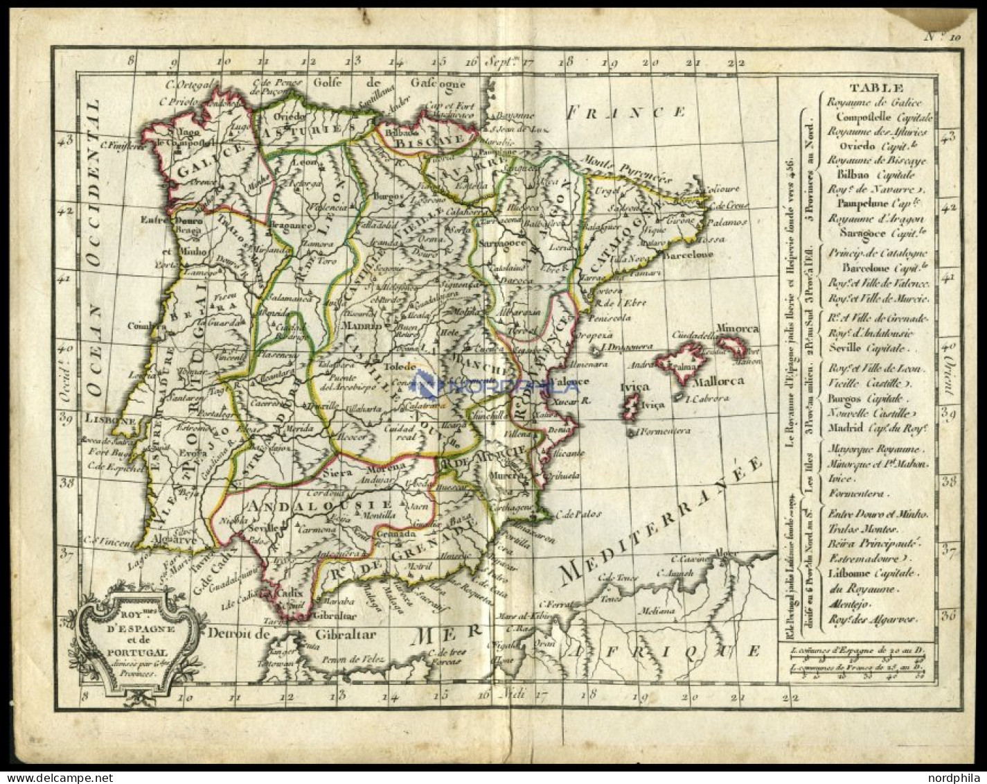 Spanien Und Portugal, D`Espagne Et De Portugal, Grenzkolorierter Kupferstich Aus Delamarché Petit Atlas Um 1785 - Sonstige & Ohne Zuordnung