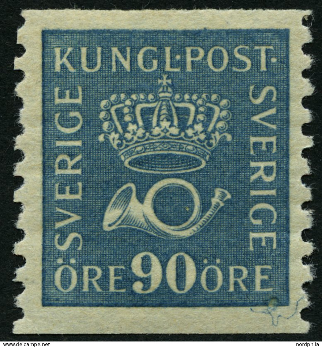 SCHWEDEN 200I *, 1925, 90 Ö. Hellblau, Getöntes Papier, Falzreste, Pracht - Gebraucht