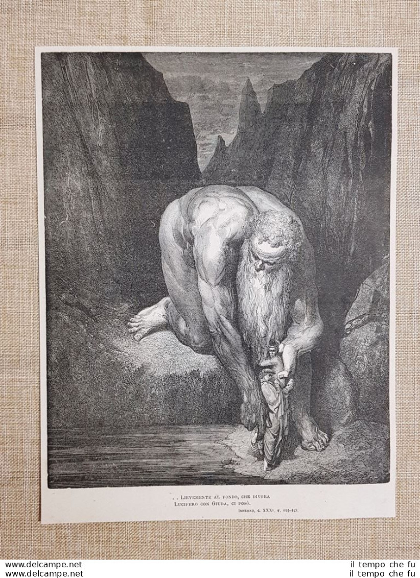 I Giganti Anteo Divina Commedia Inferno Incisione Di Gustave Doré Del 1887 - Ante 1900