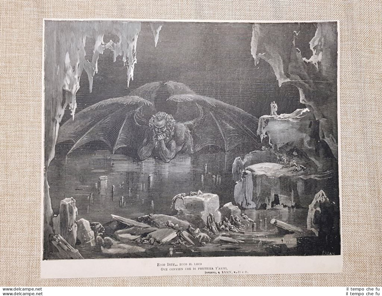 Giudecca E Lucifero Divina Commedia Inferno Incisione Di Gustave Doré Del 1887 - Ante 1900