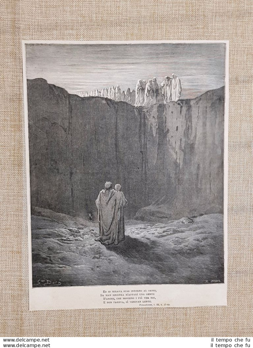 Anime Al Monte Divina Commedia Purgatorio Incisione Di Gustave Doré Del 1887 - Voor 1900