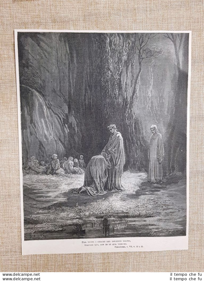 Sordello Di Mantova Divina Commedia Purgatorio Incisione Gustave Doré Del 1887 - Voor 1900