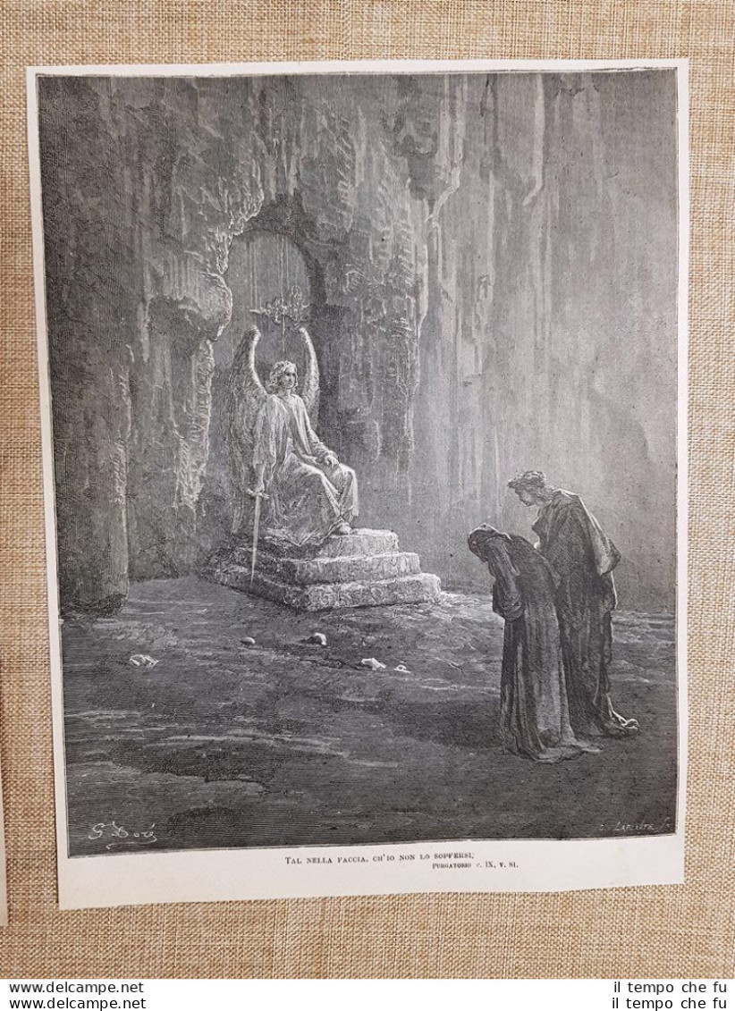 L'Angelo Custode Divina Commedia Purgatorio Incisione Di Gustave Doré Del 1887 - Vor 1900