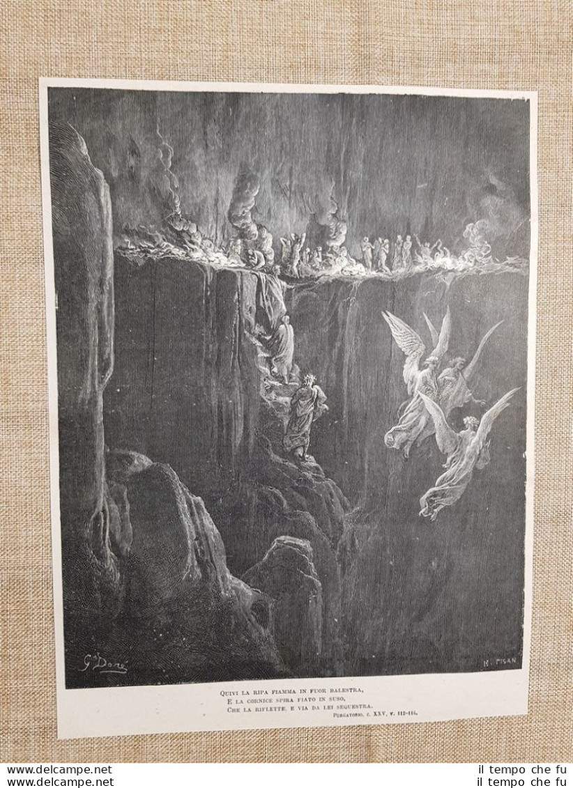 Verso L'ultimo Girone Divina Commedia Purgatorio Incisione Gustave Doré Del 1887 - Antes 1900