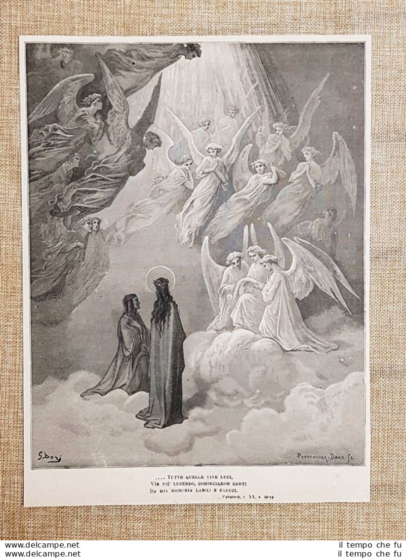 Spiriti Lodano I Re Divina Commedia Paradiso Incisione Di Gustave Doré Del 1887 - Voor 1900