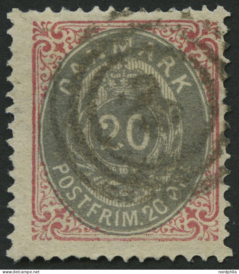 DÄNEMARK 28IIYA O, 1875, 20 Ø, Kopfstehender Rahmen, Wz. 1Y, Gezähnt K 14:131/2, Pracht, Mi. 36.- - Gebruikt