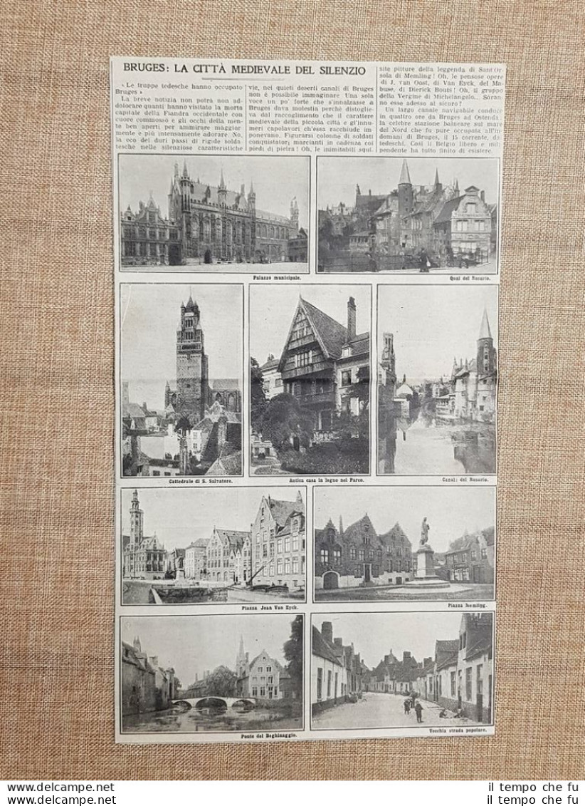 Vedute Della Città Di Bruges Nel 1914 Municipio Quai Del Rosario Memling Belgio - Autres & Non Classés