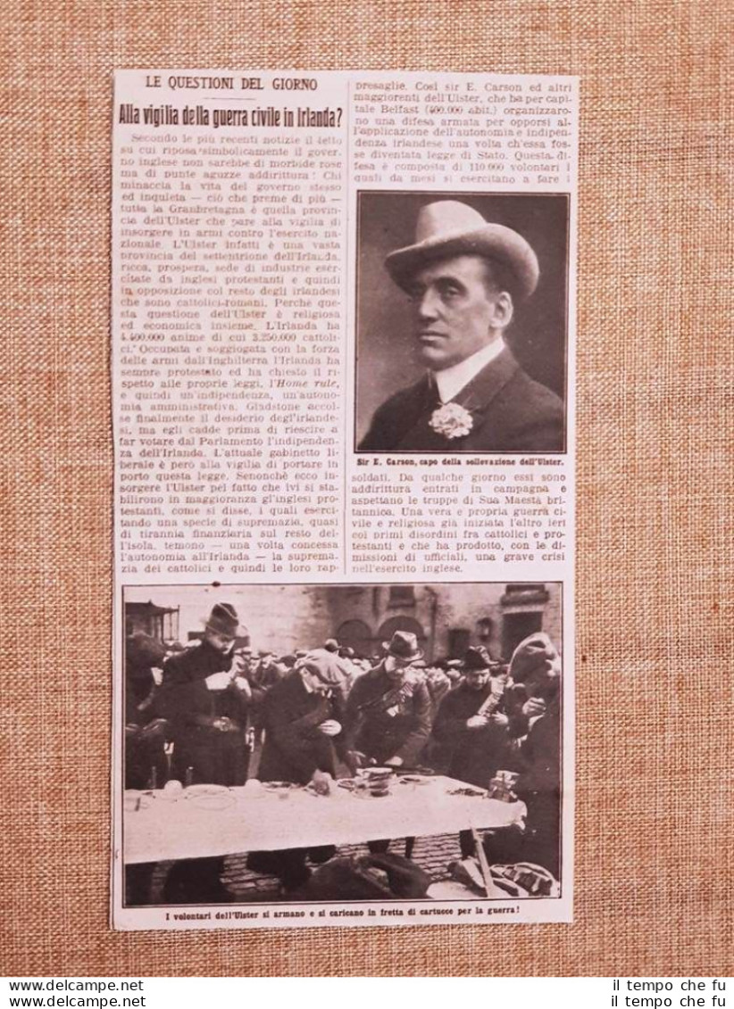 Guerra Civile In Irlanda Nel 1914 Capo Della Sollevazione Dell'Ulster E. Carson - Sonstige & Ohne Zuordnung