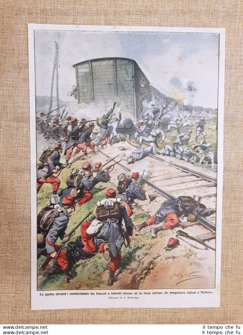 Retrocopertina Domenica Del Corriere Del 1914 Francesi Vs Tedeschi Mulhouse WW1 - Sonstige & Ohne Zuordnung