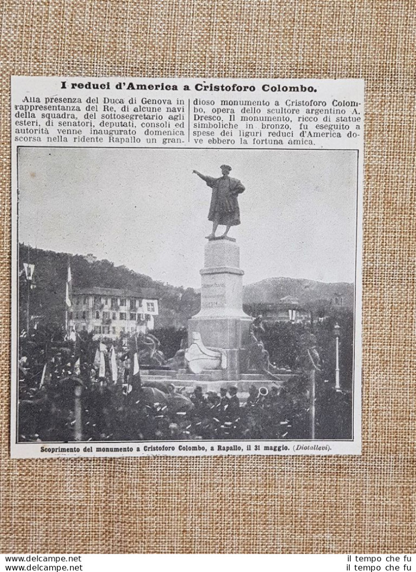 Rapallo Nel 1914 Inaugurazione Monumento A Cristoforo Colombo Di Dresco Genova - Autres & Non Classés